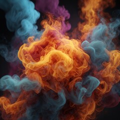 Wall Mural - Background of colorful smoke fire, 3D full of style, full-screen image 