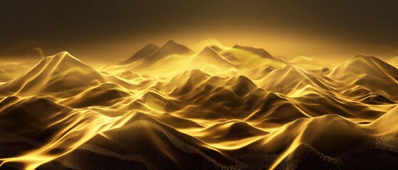 Canvas Print - Mountain range illustration in gold colors, abstract art landscape mountain, luxury style for wallpaper, wall art decoration, advertisement premium hi-end