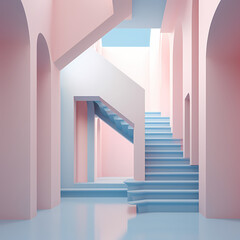 Poster - Minimalist geometric patterns in pastel hues.