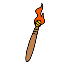 Sticker - Medieval torches with burning fire