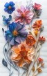 3d papercuts, in the style of surrealistic cartoons, detailed shading, realistic dreaming dry flowers with tonal classic vintage colors swirling vortexes traditional, vibrant 