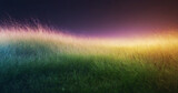 Fototapeta Sport - Green Grass and Rainbow Storm Lightnings under the Moon