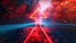 © Tida - Red neon arrow moving forward with energy - An impactful image showcasing a red neon arrow signifying ambition and forward motion in a technological context