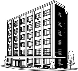Wall Mural - apartment building sketch drawing