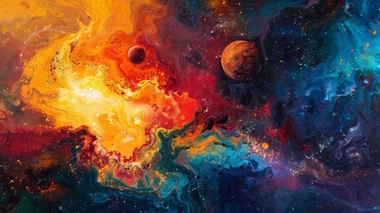 Poster - Abstract interpretation of a cosmic event with vibrant colors