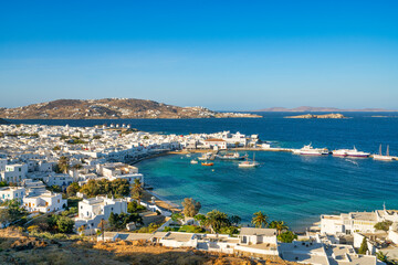 Sticker - Mykonos town. at Mykonos island, Cyclades, Greece