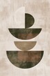 © Matthew - Wall art design displaying a serene, minimalist sage boho pattern with balanced brown and white shapes, aiming to achieve harmony.