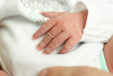 Fototapeta Nowy Jork - Newborn baby hand and fingers