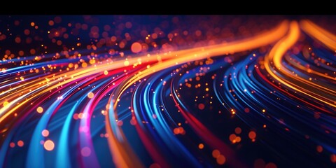Poster - background with the image of information transmission through light data cables. high-speed internet