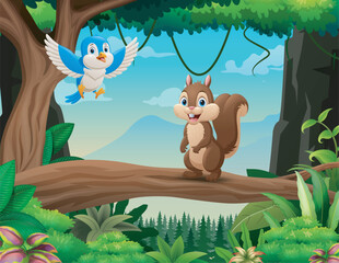 Sticker - Animals cartoon living in the forest illustration