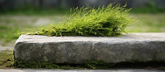 Sticker - A piece of asphalt road surface is now covered in moss, transforming the hard groundcover into a lush green area for terrestrial plants to thrive