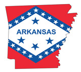 Fototapeta Big Ben - Arkansas State Flag And Silhouette Map