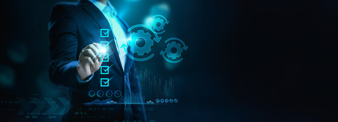 Wall Mural - automation software technology process system business concept.  automation, business and industrial