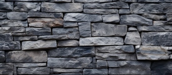 Sticker - Closeup of a stone wall made of rectangular bricks, showcasing a beautiful pattern of brickwork and mortar. The composite material provides a sturdy and classic look to the building