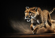 realistic illustration of a running cheetah isolated on black background