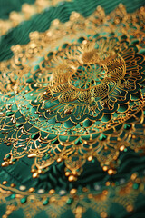 Greeting card for Ramadan festival in green, gold and elegant design