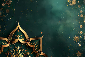 Greeting card for Ramadan festival in green, gold and elegant design