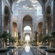 The intersection of traditional Moroccan architecture and modern financial buildings  hyper realistic