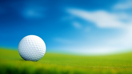  Close-up of a golf ball on a tee, with a meticulously groomed fairway stretching out behind, awaiting the days first drive