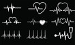 set of icons and symbols ECG - EKG signal, Heart pulse line concept design 