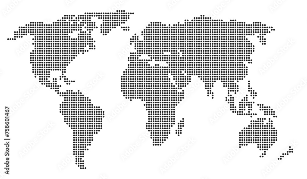 Dotted world map, black dot map of the world vector illustration Stock ...
