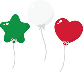 Wall Mural - Green, white and red colored balloons, as the colors of Italy flag. Flat design illustration.