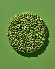 Wall Mural - A green bowl full of green nuts. Generative AI.