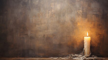 An Oil Painting Backdrop Featuring A Candle With Copy Space