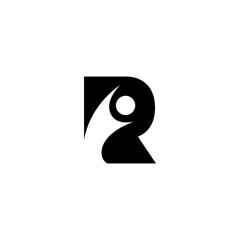 uses the concept of the letter R combined with the shape of a person in negative space