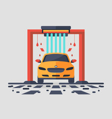 Wall Mural - Car wash icon vector flat style simple minimalistic design on grey background