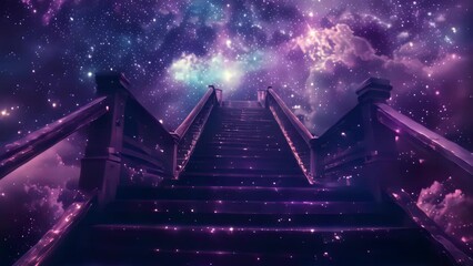 Wall Mural - Stairs to galaxy abstract background. Generative ai.