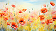 Art watercolor poppies paint background ..