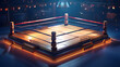 Empty Martial arts Boxing ring stage inside a wrestling stadium with spotlights Indoor Sports Entertainment Theater Competition poly art style