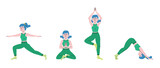 Fototapeta Pokój dzieciecy - Woman in different yoga poses. Female person in doodle style.