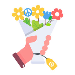 Wall Mural - Handy flat icon depicting peace flowers 