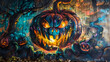 Halloween graffiti painting background