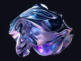  Elegant swirls of iridescent silk fabric floating against a dark backdrop, symbolizing luxury and fluidity