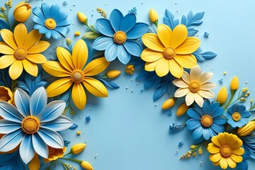 Poster - beautiful abstract background with bright flowers.