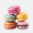 macarons multi color on white background.