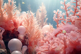 Vibrant underwater coral and seaweed scene