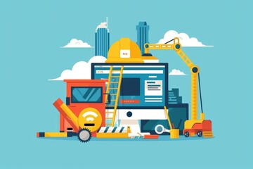 Site Maintenance. Technology and Web Design Concept. Flat Banner Template for Website Maintenance, Web Development and Coding Service
