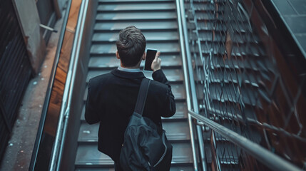 Canvas Print - Businessman on the stairs. 