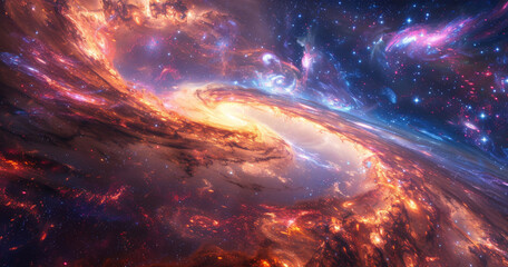 Wall Mural - A vibrant cosmic wallpaper with radiant nebulas, stars, and galaxies, illuminating the infinite universe.