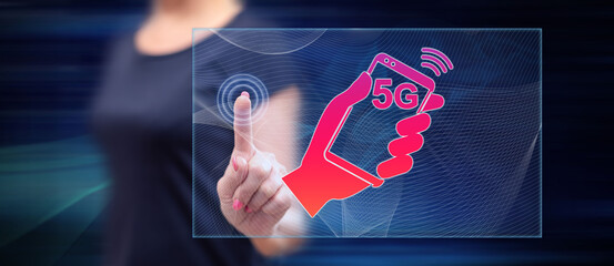 Poster - Woman touching a 5g concept