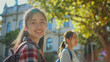 © Keitma - Portrait of Asian Chinese students studying abroad on a american or european campus