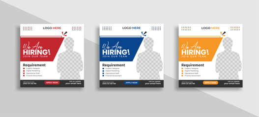 Wall Mural - We are hiring job vacancy social media post or square web banner template vector design	