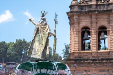 Sticker - street view of cusco inka town, peru	