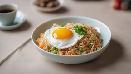 Wall Mural - Fried Rice and Fried Egg served with fish sauce