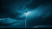 A Striking Flash Of Lightning Illuminates The Dark Background