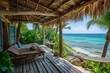 © Boinah - A thatched-roof bungalow nestled among palm trees on a secluded tropical beach